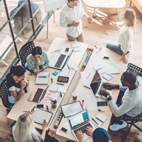 Young people collaborating in an office