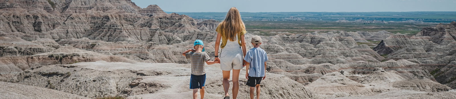 Family hiking in South Dakota